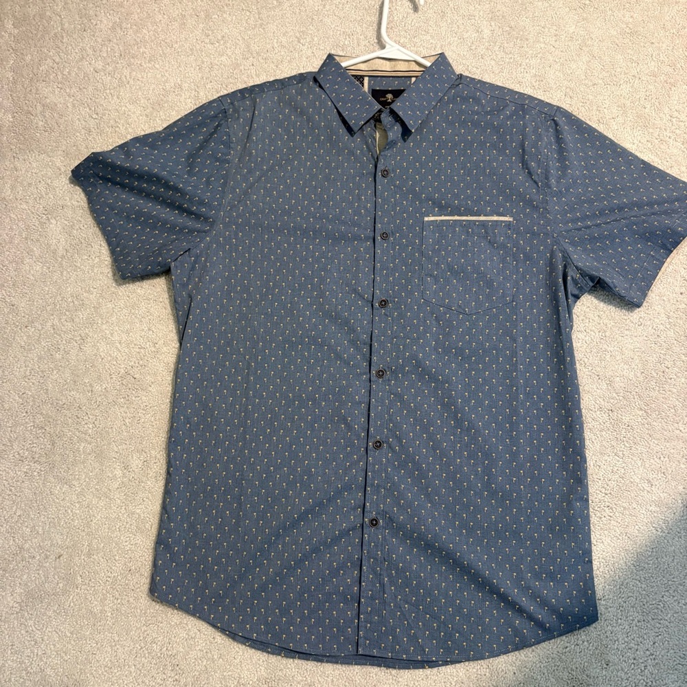 Men's Casual Blue Short Sleeve Shirt